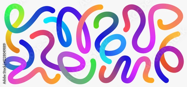 Fototapeta Colorful Gradient curves on white background. Cool and fun design elements.