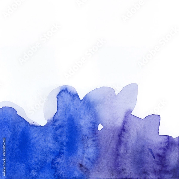 Fototapeta Bright painted blue and violet watercolor texture. Hand drawn background