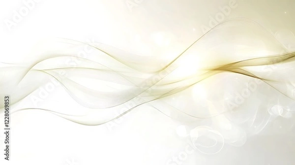 Fototapeta Abstract Golden Waves Flowing On White Background