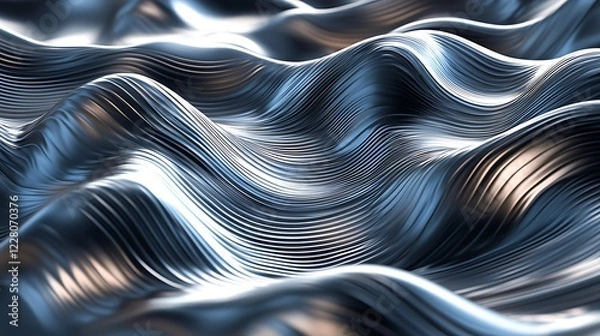 Fototapeta Abstract Metallic Waves Flowing Seamlessly