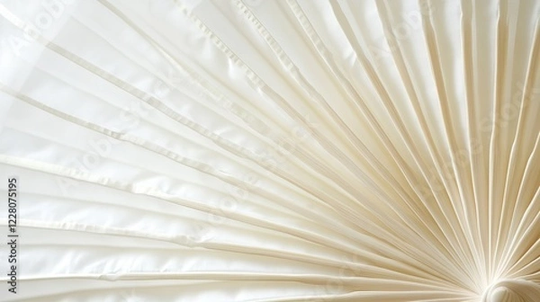 Obraz Intricate fan gracefully held aloft, its delicate folds unfurling against the backdrop of pristine white, capturing a moment of elegance and allure. 