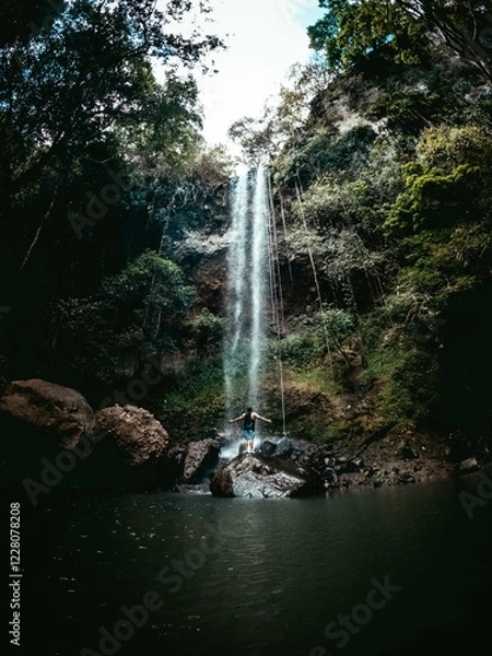Fototapeta Aerial View of Waterfall in El Valle de Antón – Panama Nature in 4K
