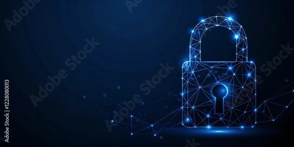 Fototapeta Futuristic Digital Padlock Representing Cybersecurity