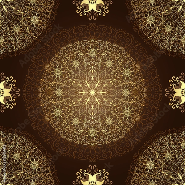 Fototapeta Vintage brown seamless pattern