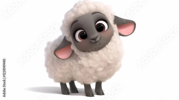 Obraz 3D cute sheep on plain white background
