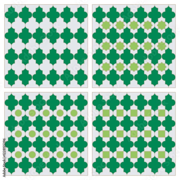 Fototapeta SET OF PATTERN MOROCCAN STYLE GREEN COLOR