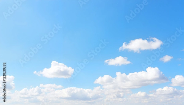 Obraz Cloudy sky with fluffy white clouds