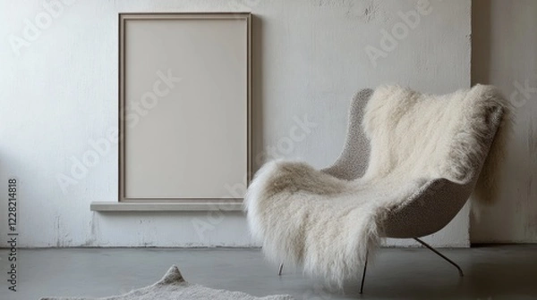 Fototapeta Modern interior design featuring a chair and blank frame