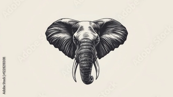Fototapeta Intricately drawn elephant head showcasing detailed texture and strong features