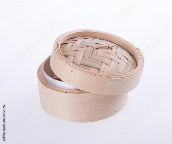 Obraz Bamboo steamer or dim sum steamer on background.