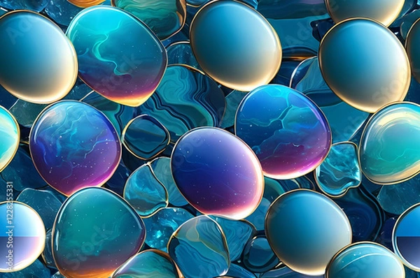 Fototapeta シームレスパターン, 液体の動き, 鏡面効果, 視覚的ダイナミズム, 色彩の深み, 永遠のエレガンス, 芸術的装飾, 輝く仕上げ, 流動するエネルギー, 結晶構造, エナメル効果, 未来的デザイン, モダンな壁材, 無限パターン, 夢幻的な雰囲気, スタイリッシュな革新, 虹色の表面.