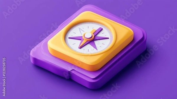 Fototapeta Colorful Three Dimensional Compass Icon Design