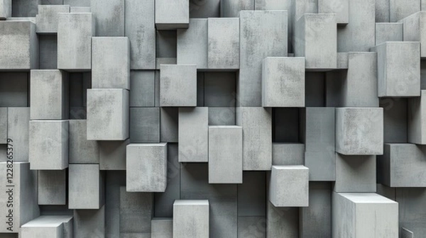 Fototapeta Abstract Grey Concrete Cube Block Wall Texture