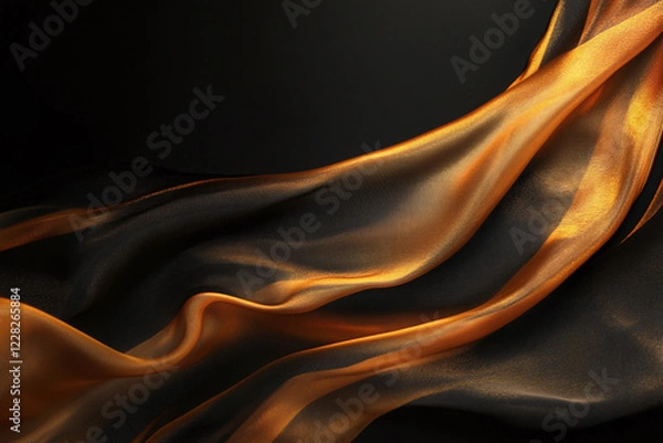 Fototapeta Elegant Flowing Gold Fabric with Shimmering Waves and Luxurious Satin Texture for Abstract Backgrounds and Premium Design Concepts