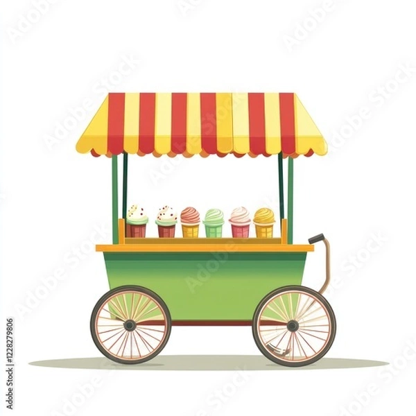 Fototapeta Colorful ice cream cart at summer fair