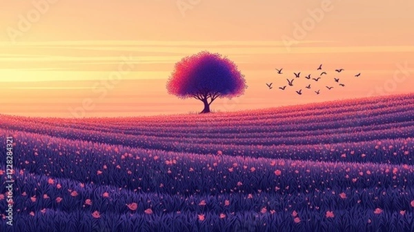 Fototapeta Mystical Star Wars-Inspired Glowing Tree with Cosmic Force Energy, Vibrant Colors, and Ethereal Galaxy