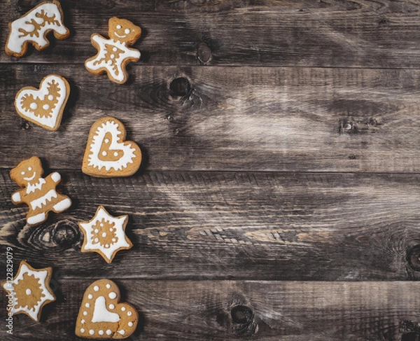 Obraz Gingerbread on a wooden background