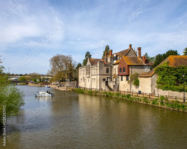 Obraz River Medway and the Archbishops Palace in Maidstone, Kent