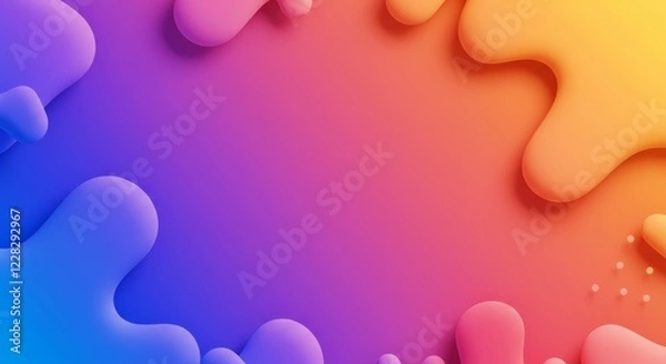 Obraz Fluid Abstract: A vibrant gradient background featuring dynamic, abstract shapes in bold hues of blue, pink, and orange, creating a captivating and contemporary design.