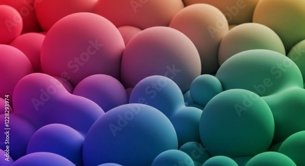 Fototapeta Rainbow of Spheres: An abstract dreamscape of iridescent, multi-colored spheres, a captivating blend of vibrant hues and soft, ethereal textures.  
