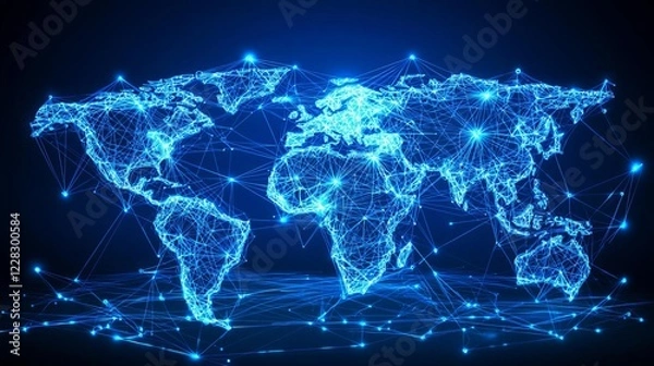 Fototapeta National Protocol Officer Week Global network representation with connected nodes.