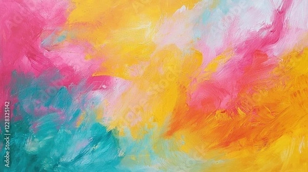 Fototapeta Vibrant abstract painting, colorful brushstrokes, bright background, artistic expression
