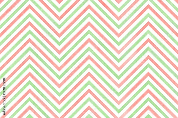 Fototapeta Watercolor stripes background, chevron.