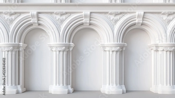 Fototapeta Elegant white archways and columns with ornate details