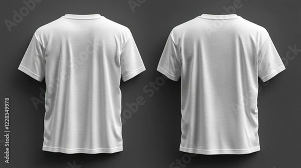 Fototapeta White T-Shirt Mockup Front And Back View On Grey Background