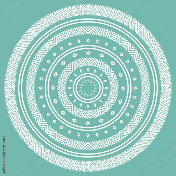 Fototapeta Ethnic mandala. Tribal hand drawn line geometric seamless pattern. Border. Doodles. Native vector illustration. Background. African, mexican, indian, oriental ornament. Henna tattoo style. Circle art