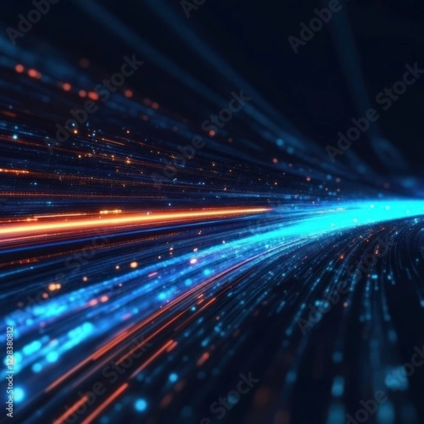 Fototapeta Abstract Digital Speed: Neon Trails of Light and Data