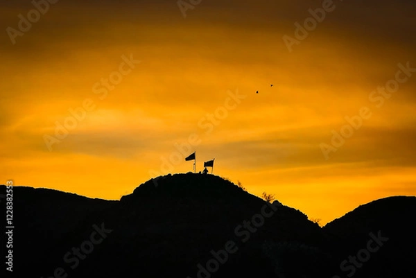 Obraz High on the mountain top during the sunset
