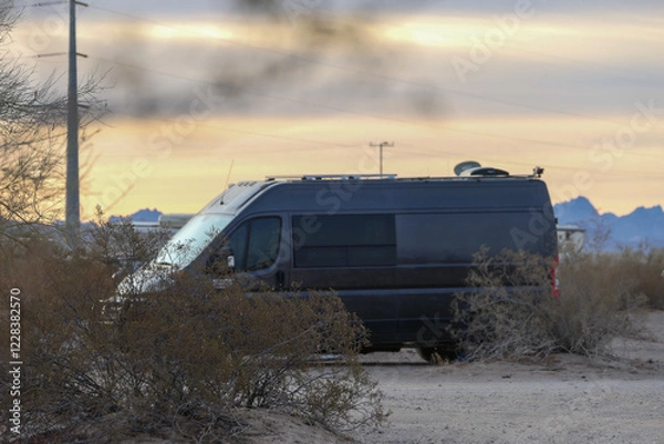 Obraz B-class RV Camper Stealth Camping in the Desert