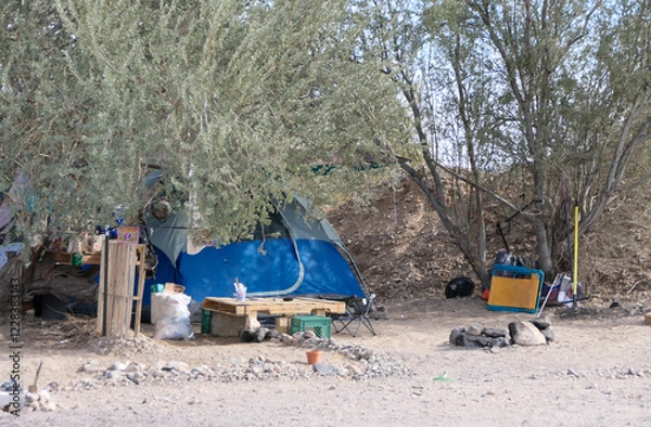 Obraz Homeless Tent Camping in the Brush