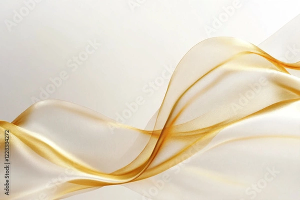 Fototapeta Elegant Golden Silk with Flowing Fabric Folds, Warm Beige Tones, and Luxurious Satin Texture for Premium Backdrops and Graceful Designs