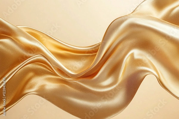 Fototapeta Elegant Flowing Golden Waves with Glowing Particles on a Dark Background, Abstract Futuristic Texture and Luxury Artistic Design