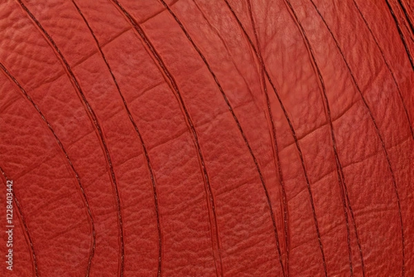 Fototapeta Close-up of Red Leather Texture Shows Detailed Reptile Skin Pattern with Subtle Shine.