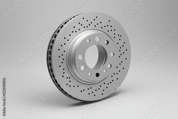 Fototapeta High-performance brake disk with drilled design for enhanced cooling