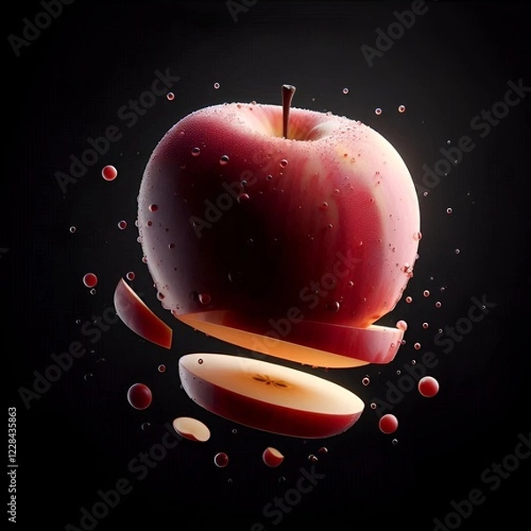 Fototapeta red apple on black background