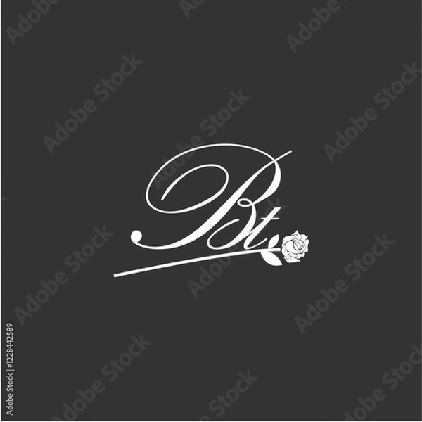Fototapeta Initial BT art illustration flower design creative