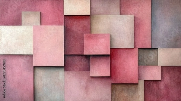 Fototapeta Abstract Geometric Wall Art Pastel Squares