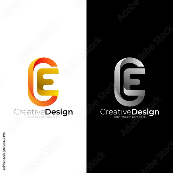 Fototapeta C and E logo with design combination, ready to use company icon