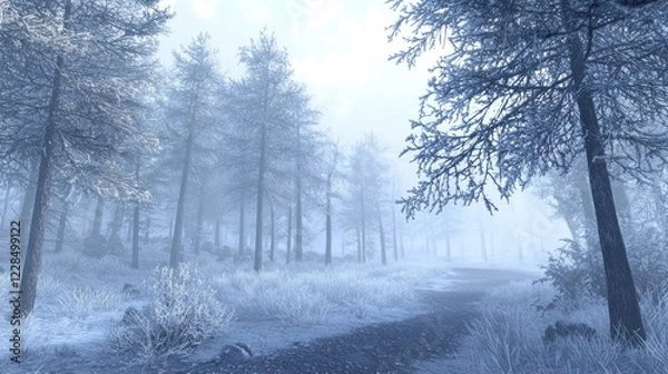 Fototapeta Winter Forest with Frosted Trees