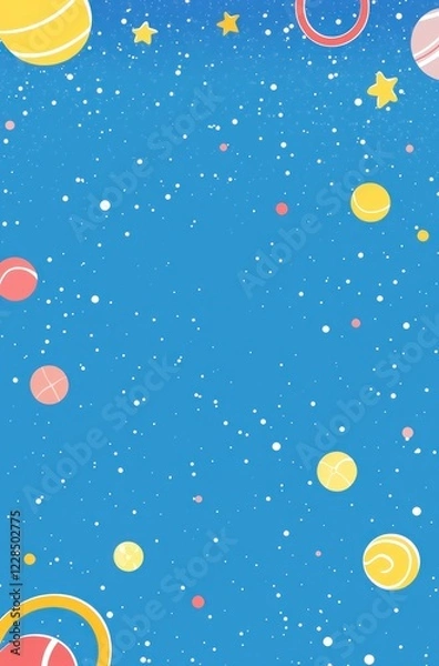 Fototapeta Colorful Planets and Stars in a Blue Galaxy