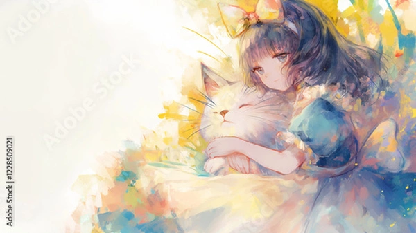 Fototapeta 神秘的な水彩アート｜夢幻のワンダーランド。不思議の国のアリスをモチーフにした水彩イラスト。