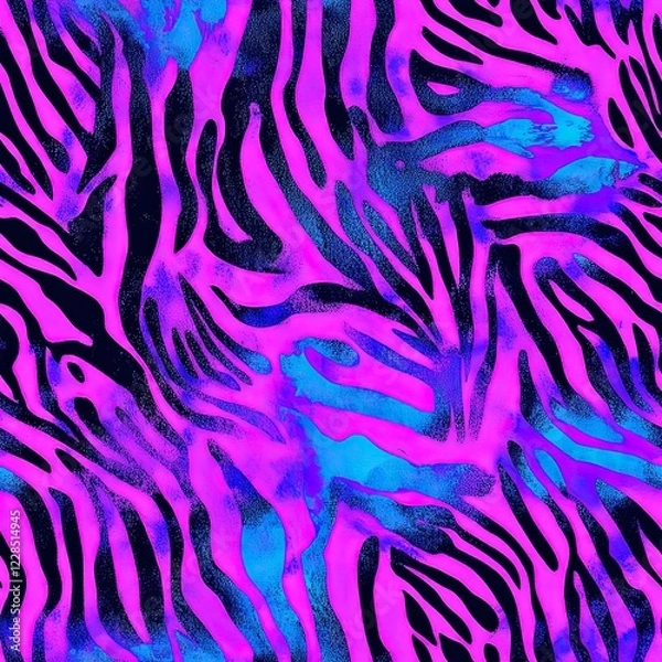 Obraz Neon Tiger Stripes Tactical Airsoft Camouflage Seamless Pattern Texture