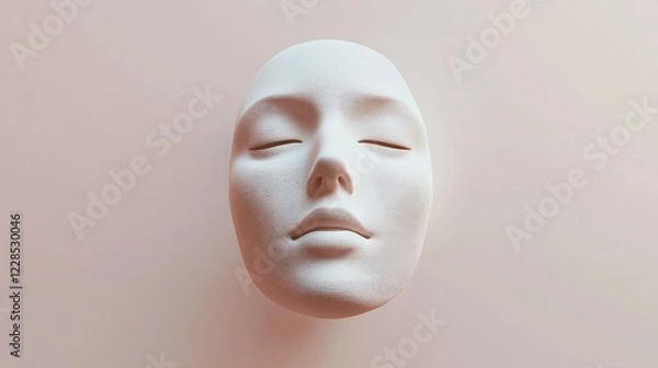 Fototapeta Abstract Human Face Sculpture with Smooth Texture and Calm Expression