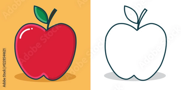 Fototapeta an apple illustration for a coloring book or design element