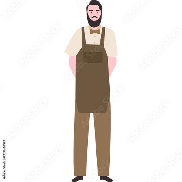 Obraz Flat Illustration of a barbermanin Apron and Bow Tie