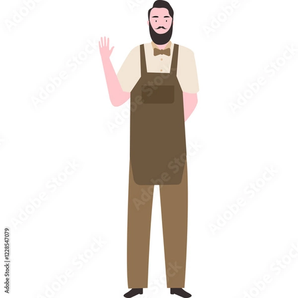 Fototapeta Flat Illustration of a barbermanin Apron and Bow Tie